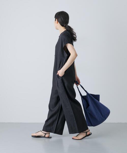 パンツ 「2サイズ展開」リネンオールインワン レディースの画像