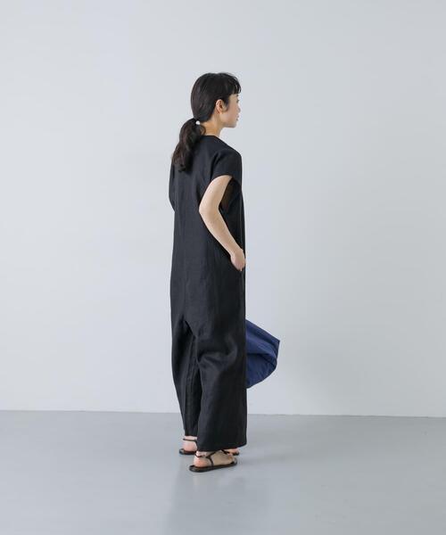 パンツ 「2サイズ展開」リネンオールインワン レディースの画像
