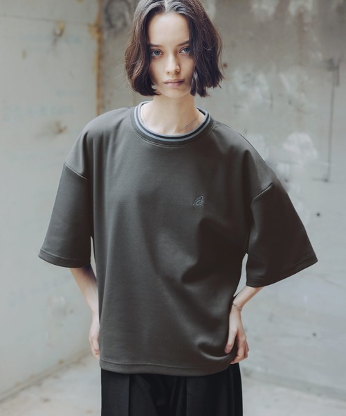 旧ヒムカシ サリゲナク 鹿の子 半袖ラグランスリーブ T ブラック ROCHEM（ローシェン） tシャツ 鹿の子ポンチクルーネックTシャツ「接触