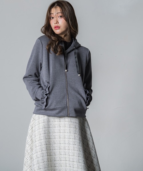 「QUEENS COURT」 ジップアップパーカー M ブラック レディース_画像7