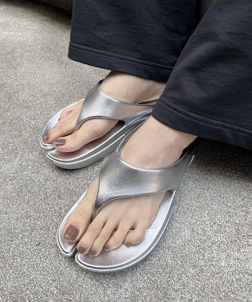「PAES」 ビーチサンダル 25cm シルバー レディース_画像3