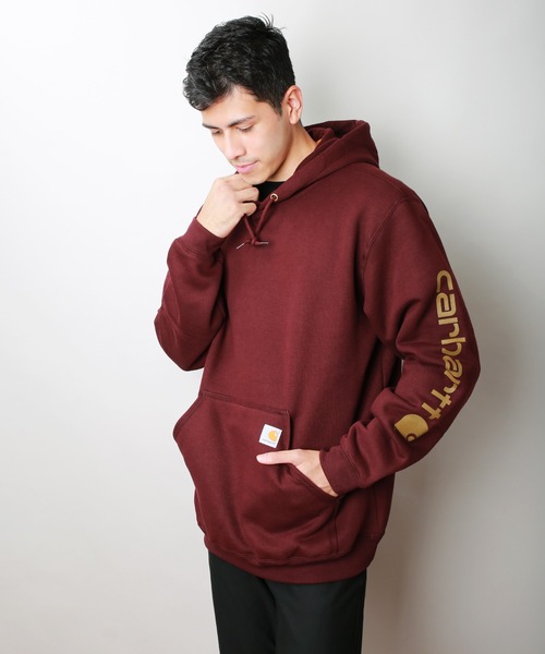 Carhartt（カーハート） パーカー 袖プリント 長袖 ワッペン 裏起毛