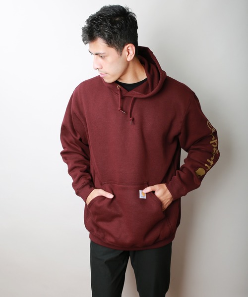 Carhartt（カーハート） パーカー 袖プリント 長袖 ワッペン 裏起毛