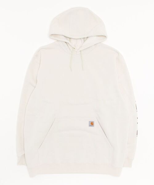 Carhartt パーカー carhartt 袖プリント 長袖 ワッペン 裏起毛プル 