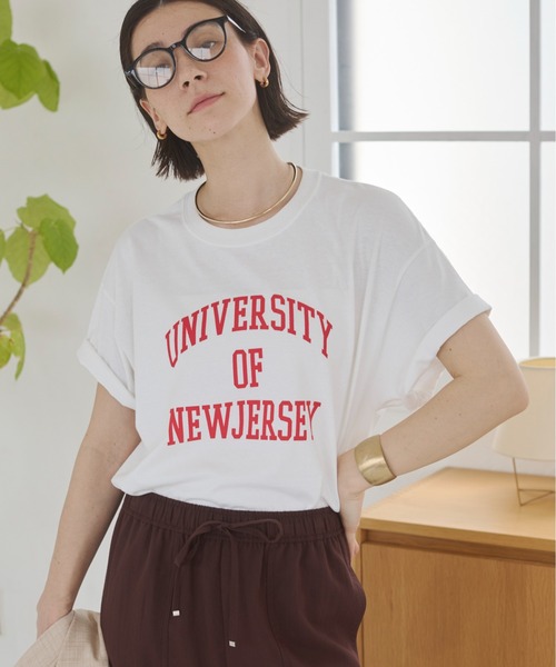 アニンビン カレッジ風プリントリバーシブルTシャツ プルオーバー 半袖 XS ANGIE tシャツ GILDAN カレッジロゴ オーバーサイズ プリント Tシャツ