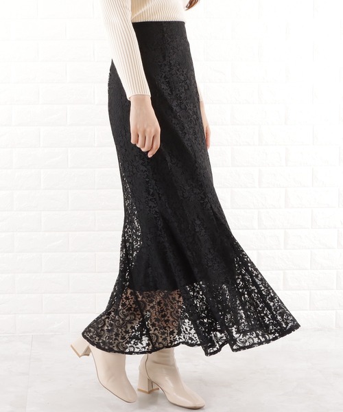 ma✽rs マーズ ブラック レースフレアスカート♡激レア♡美品♡ Lace Ladies（レースレディース） スカート 総レースマーメイドフレア