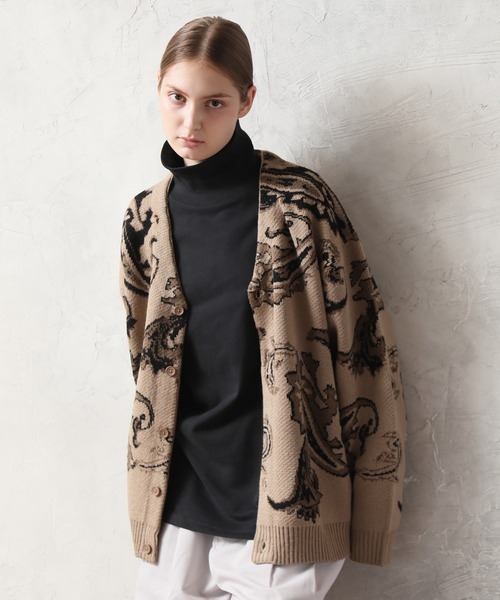 Nilway オーバーサイズダブルジャガードアーガイル柄カーディガン