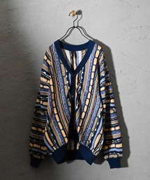 カーディガン バルーンスリーブニット総柄カーディガン メンズ