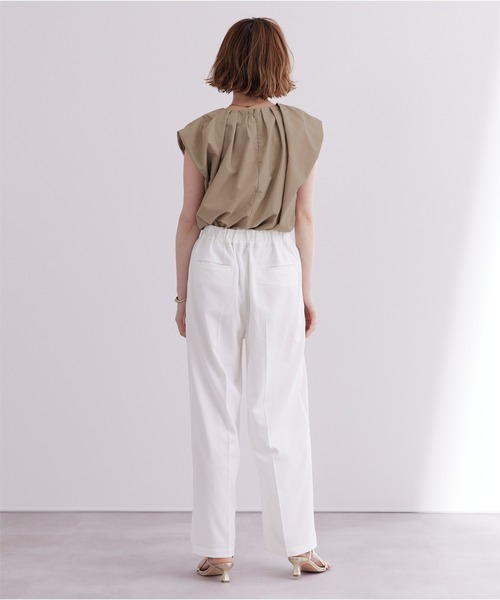 ur's tシャツ タックネックボリュームショルダートップス