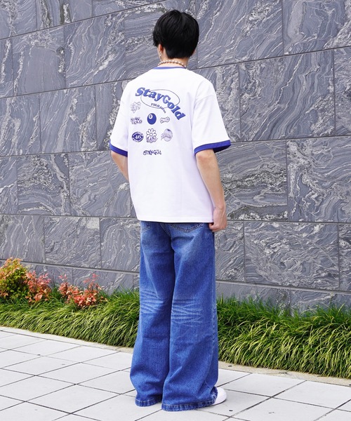 STAY GOLD tシャツ 「STAYGOLD」コラージュ リンガーネック T