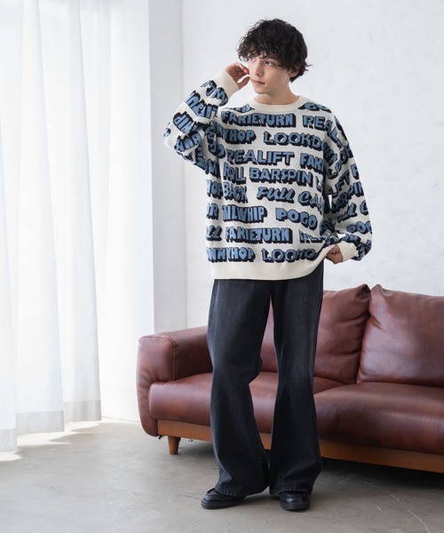 WEGO セーター ニット WEGO/ルーズフィット総柄プルオーバー
