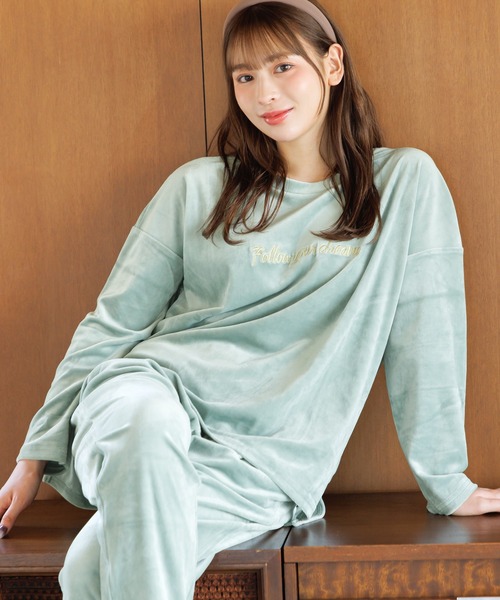 Dita（ディータ） パジャマ ルームウェア パールシャギーセットアップ