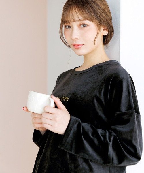 Dita（ディータ） パジャマ ルームウェア パールシャギーセットアップ