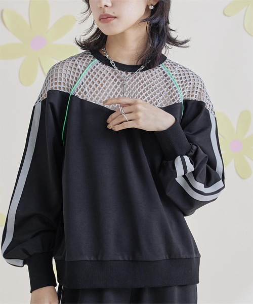 miette（ミエット） トレーナー スウェット メッシュ切替サイドライン