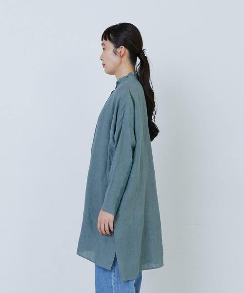 LOISIR ブラウス チュニック LOISIR ブラウス シャツ グランジリネンフリルカラーチュニック