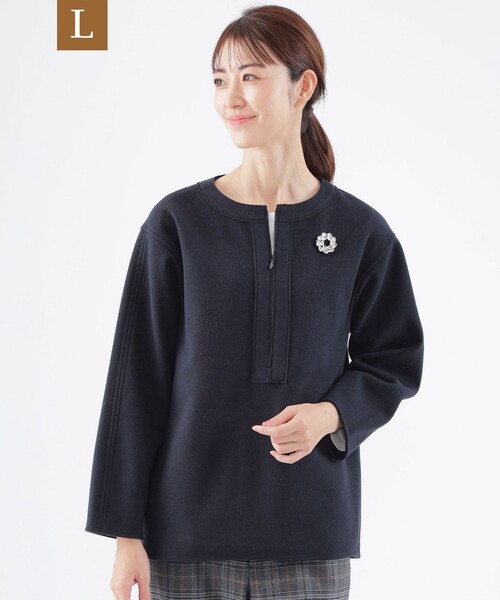 tシャツ 「L」「ウォッシャブル」コットンブレンドニードルパンチカットソー レディース