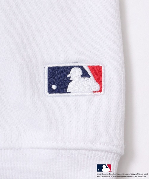 gun様【M】MLB ドジャース　バイカラー　ロゴ刺繍長袖トレーナー MLB トレーナー 裏毛 メンズ 長袖 エムエルビー 大きめ ワッペン