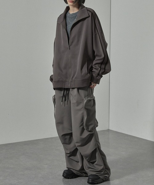 ダブルフェイスサイドラインオーバーサイズトラックジャケット セットアップ対応】'huge sizing' ダブルフェイスサイドライン