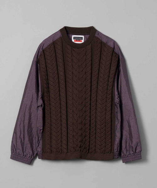 【美品】メゾンスペシャル：2WAYバイブクルーネックスウェット ブラウン MAISON SPECIAL セーター ニット 「UNISEX」Cable Knit