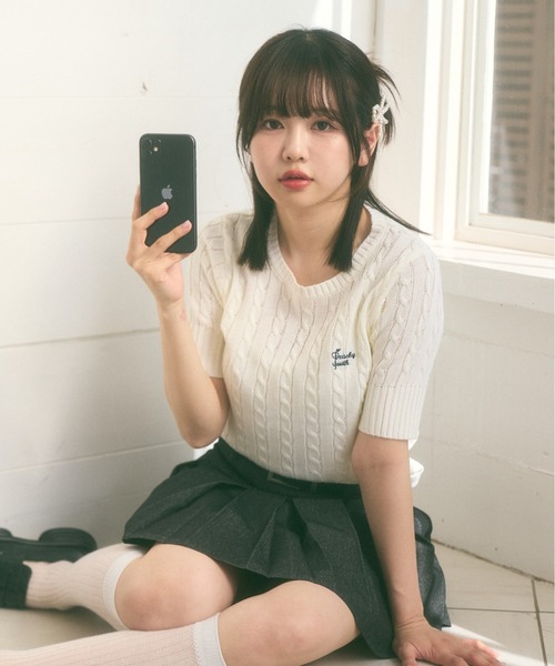 Ada. ニット セーター 「Peachyyouth × Ada.」半袖 ケーブル