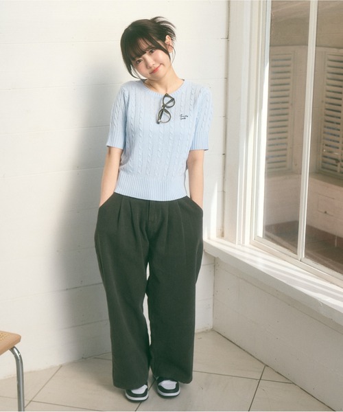 ケーブル編み 半袖 サマーニット タイト Tシャツ 無地 お洒落 サマーニット メンズ ニット サマーセーター 半袖 Tシャツ 無地