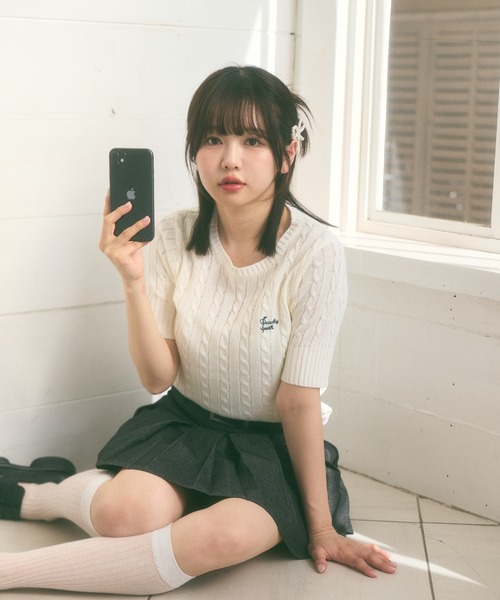 ニット セーター 今からの季節とにかく使える！半袖ニット レディース Ada. ニット セーター 「Peachyyouth × Ada.」半袖 ケーブル
