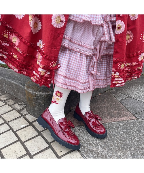 PINK HOUSE ローファー エナメルリボンシューズ レディース