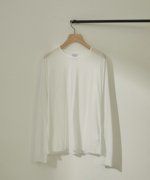 シアーロングスリーブTシャツ ホワイト シアーロングスリーブTEE（Tシャツ/カットソー）｜HANNE（アン
