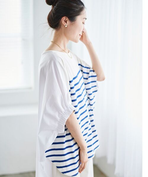 tシャツ TORRAZZO DONNAボーダー切替プルオーバー レディース