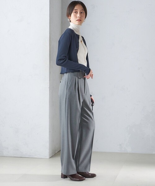 シップス（SHIPS）/〈手洗い可能〉レーヨン ポリ リブ クルーネック カーディガン SHIPS（シップス） カーディガン 「手洗い可能」レーヨン ポリ リブ