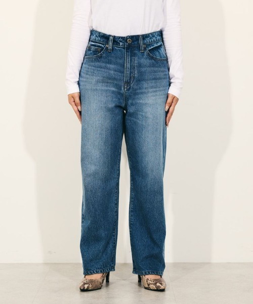 バックボタン ワイド デニム ストレート 春夏 カジュアル cr8645 AMERICAN HOLIC ジーンズ デニム デニムパンツ 「WEB限定・小柄