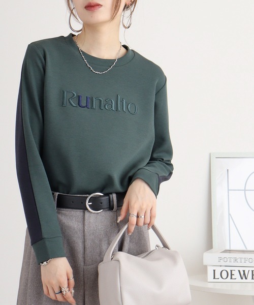 tシャツ Anna Nicola バイカラーロゴプルオーバー レディース