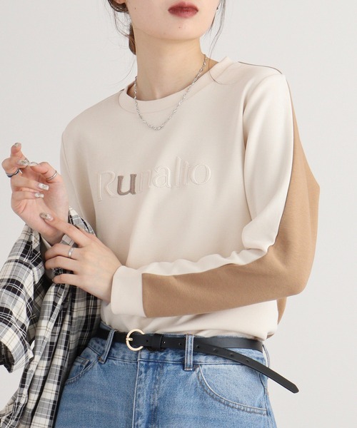 tシャツ Anna Nicola バイカラーロゴプルオーバー レディース Anna Nicola tシャツ バイカラーロゴプルオーバー レディース