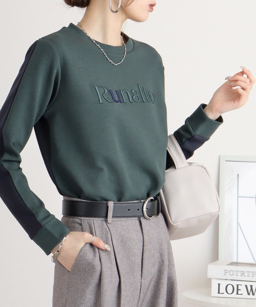 tシャツ Anna Nicola バイカラーロゴプルオーバー レディース Anna Nicola tシャツ バイカラーロゴプルオーバー レディース