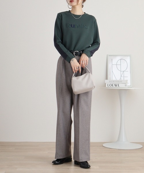 Anna Nicola tシャツ バイカラーロゴプルオーバー レディース