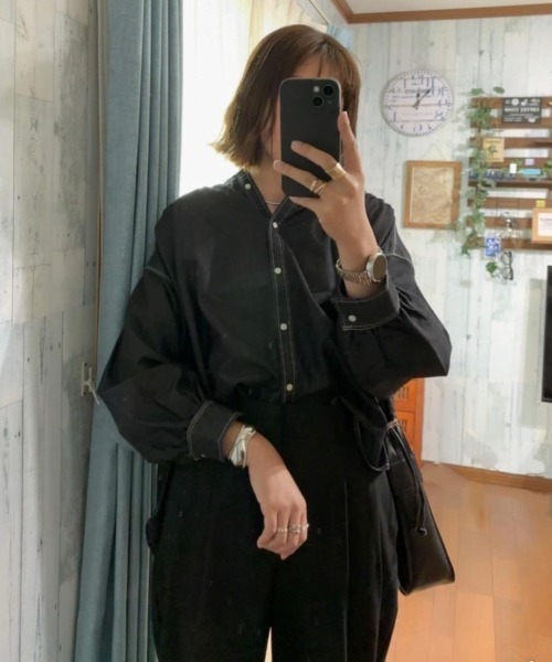 LOSUCA ブラウス シャツ 5.5ozデニム 衿フリルシャツ / オールシーズン