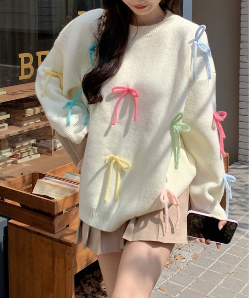 gossip!ロサンゼルス ニット セーター リボン BIGプルオーバー