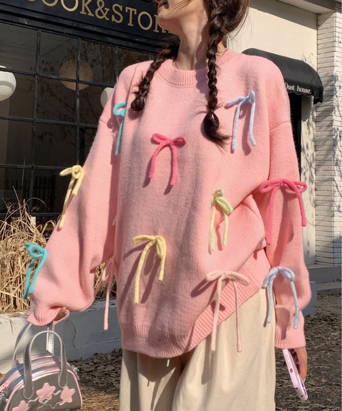 gossip!ロサンゼルス ニット セーター リボン BIGプルオーバー Y2K