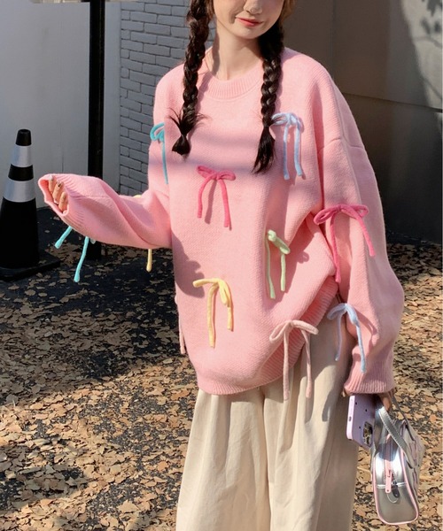 gossip!ロサンゼルス ニット セーター リボン BIGプルオーバー