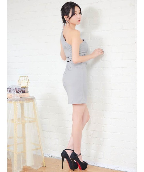 DAZZY（デイジー） ドレス フロントジップ ワンショルダー パイピング