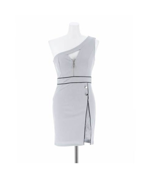 DAZZY（デイジー） ドレス フロントジップ ワンショルダー パイピング