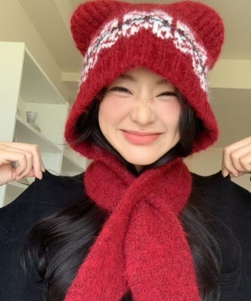 ニット帽 ニットキャップ ベアマフラーニット帽 レディース : ZOZOTOWN