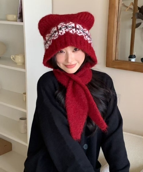 ニット帽 ニットキャップ ベアマフラーニット帽 レディース : ZOZOTOWN