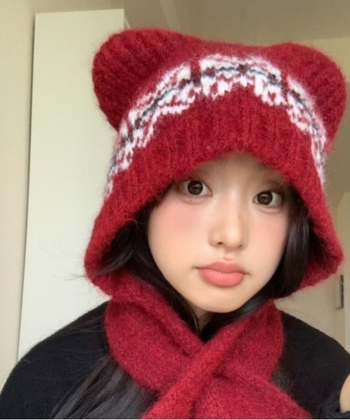 ニット帽 ニットキャップ ベアマフラーニット帽 レディース : ZOZOTOWN