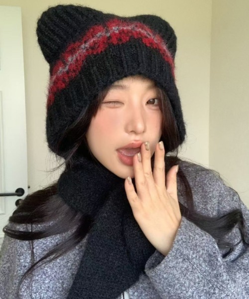 ニット帽 ニットキャップ ベアマフラーニット帽 レディース : ZOZOTOWN