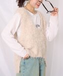 ベスト ジレ 深Uメランジフェザーベスト レディースの詳細画像1