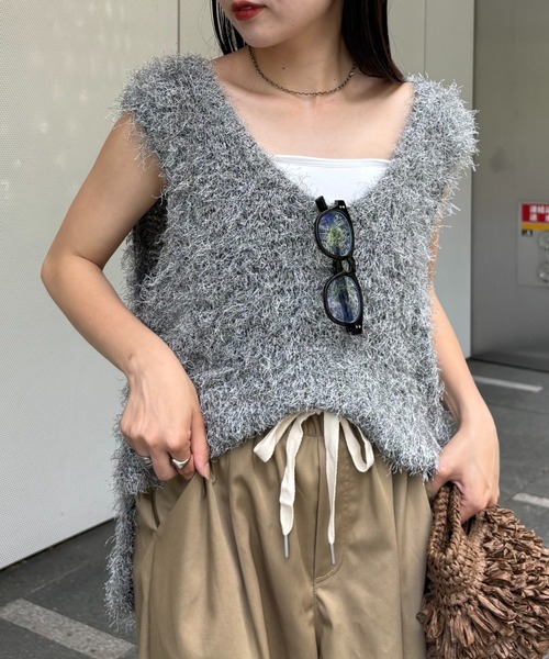 CIAOPANIC TYPY ベスト ジレ 深Uメランジフェザーベスト