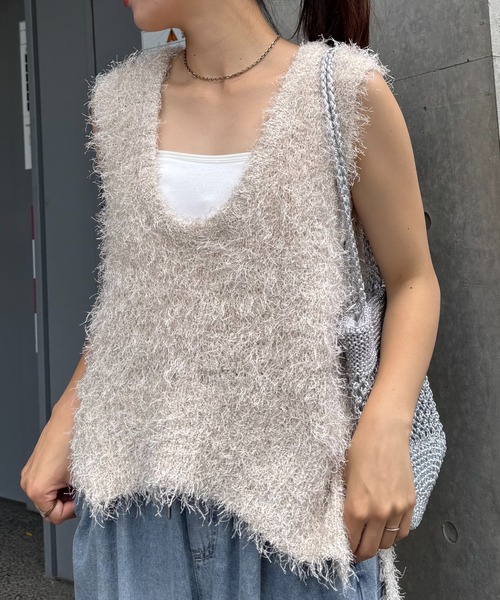 CIAOPANIC TYPY ベスト ジレ 深Uメランジフェザーベスト