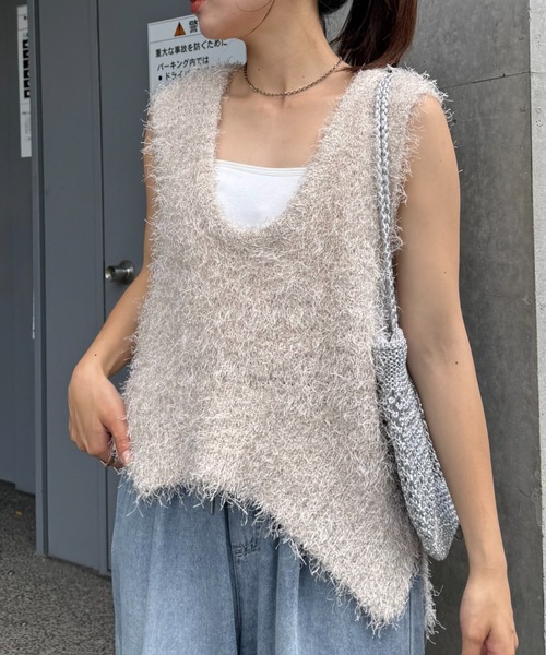 CIAOPANIC TYPY ベスト ジレ 深Uメランジフェザーベスト