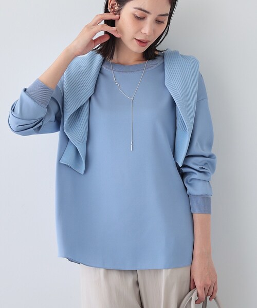 INDIVI tシャツ 春SALE！「洗える」異素材ドッキングトップス